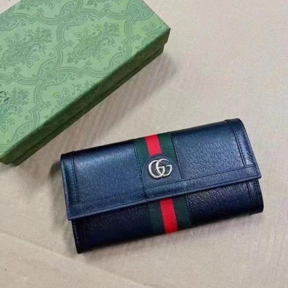 Gucci Ophidia GG Leather Long Flap Wallet